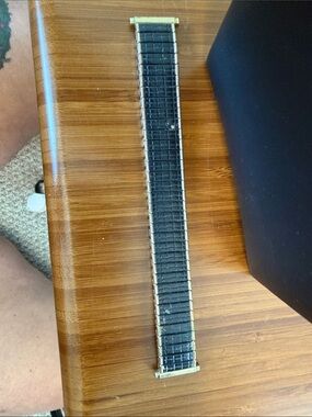 Vintage Speidel Black and Gold Expandable Watch Band